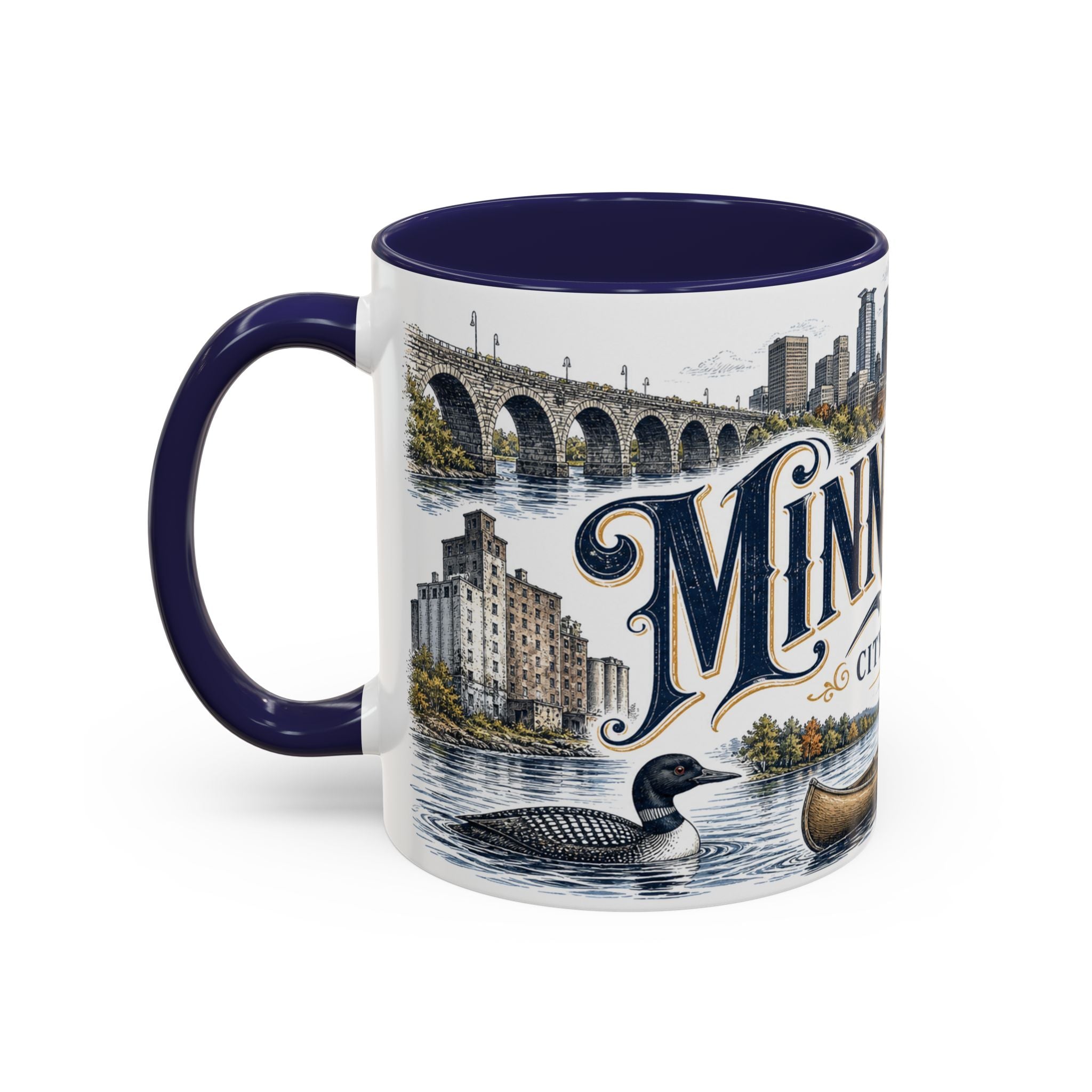 Minneapolis Coffee Mug | United States Travel Souvenir | Vintage Illustrated City Gift | 11 oz 15 oz Accent Mug