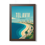 Tel Aviv Israel Framed Poster | Vintage Travel Wall Art | Black Walnut White Frame | 16x24 20x30