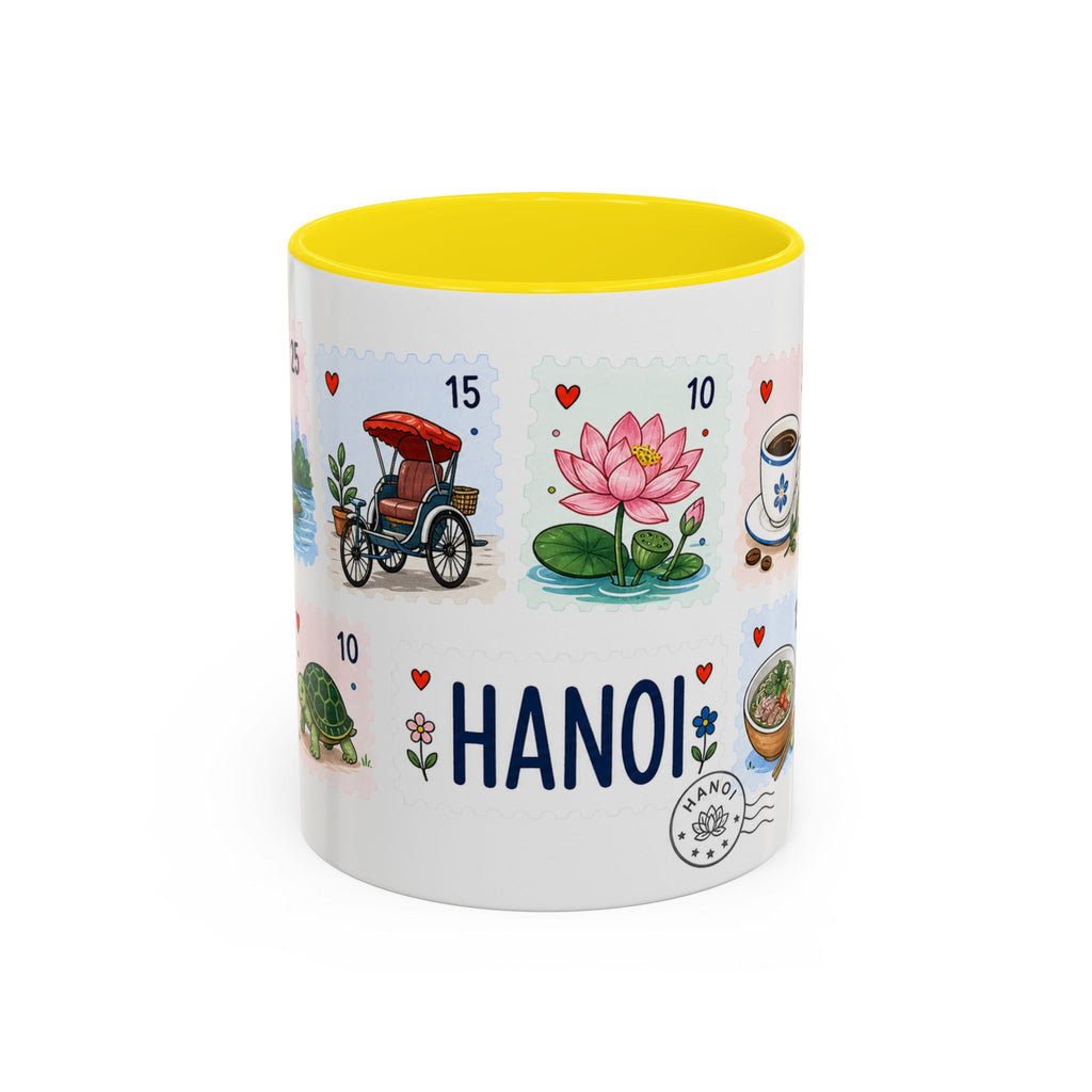 Hanoi Coffee Mug | Postage Stamp Collage Mug | Travel Souvenir Accent Cup 11oz 15oz