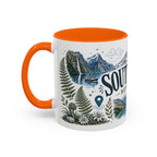 New Zealand South Island Coffee Mug | Travel Destination Souvenir Gift | Accent Color Ceramic 11oz 15oz