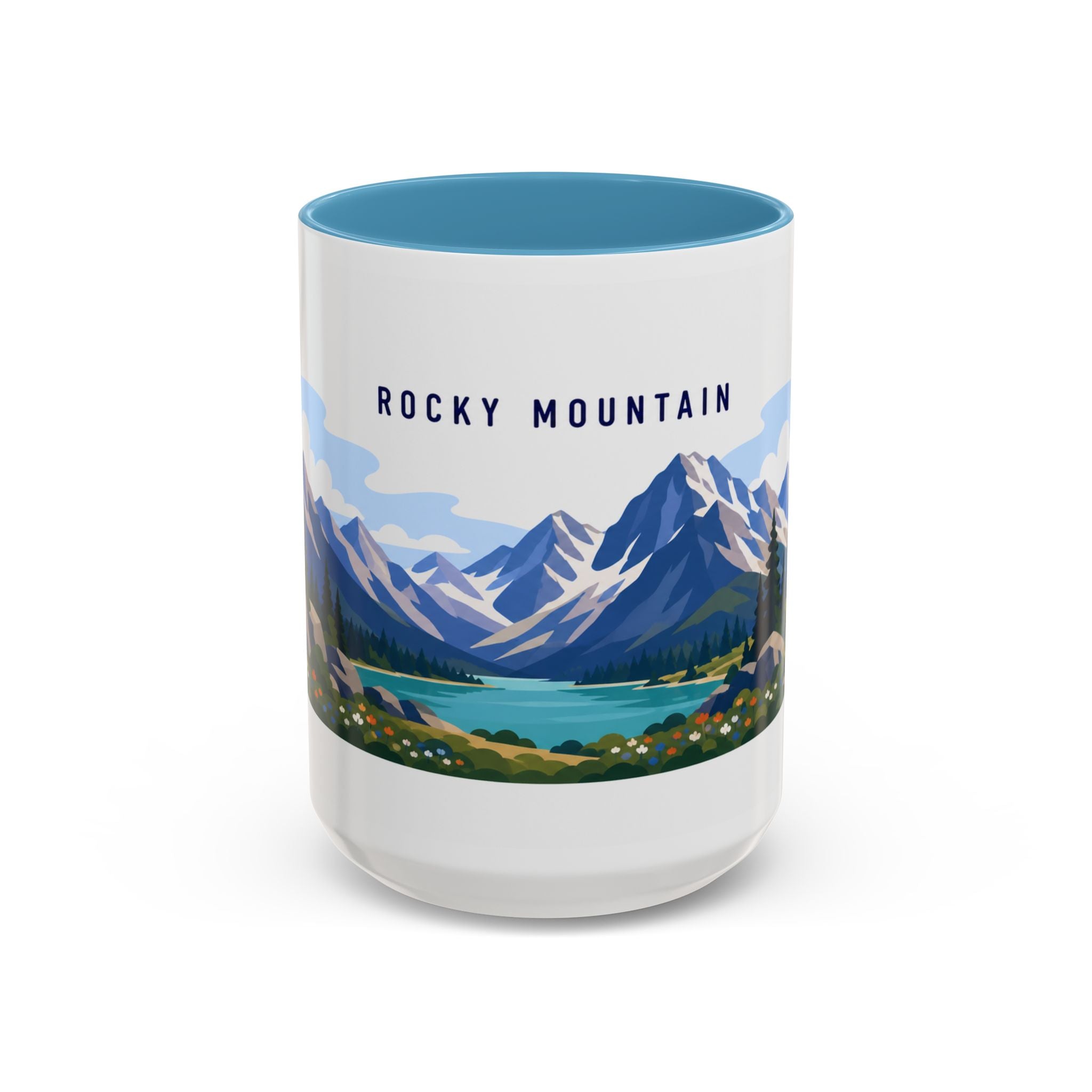 Rocky Mountain National Park Coffee Mug | Solid Color Block Park Souvenir | 11oz 15oz Accent Mug