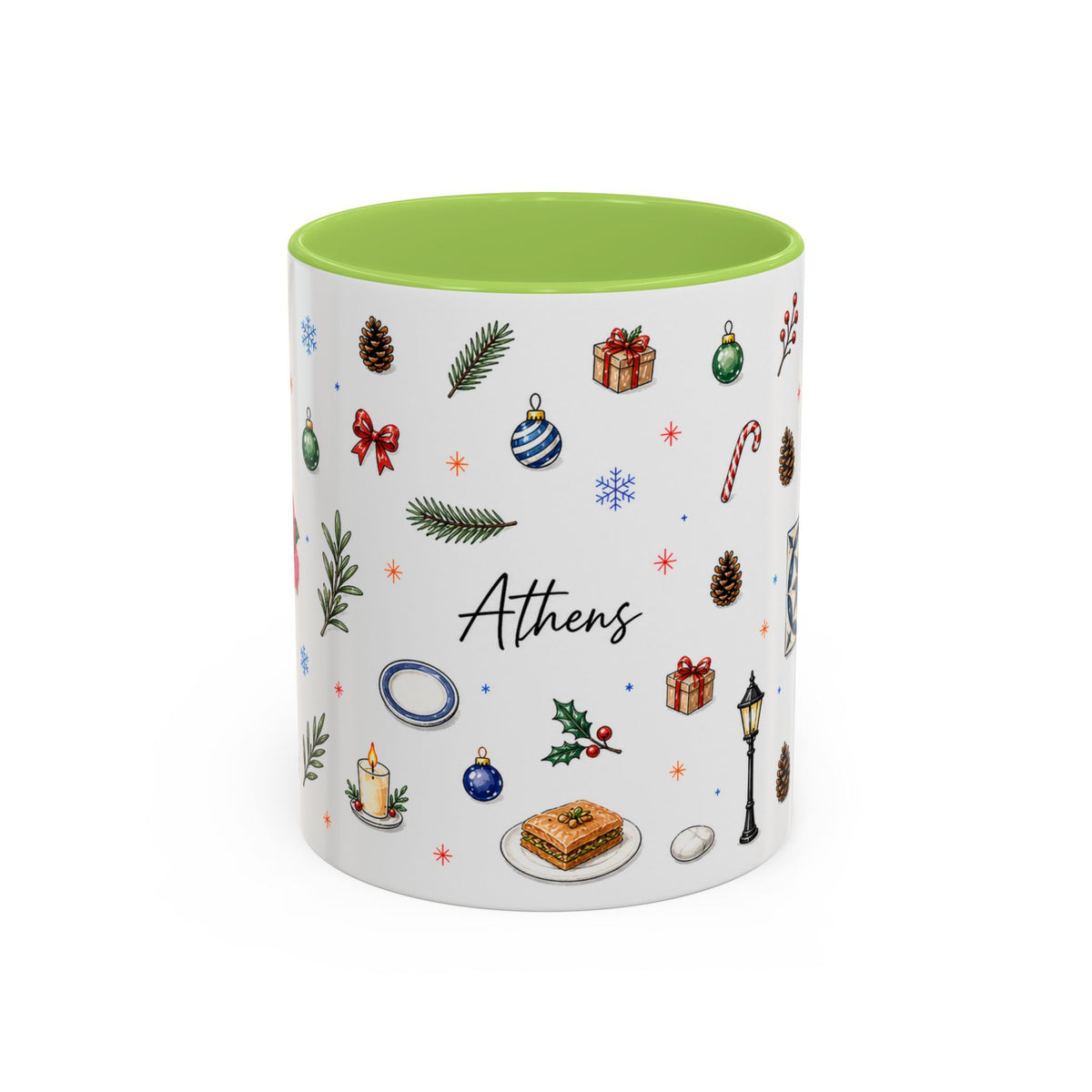 Athens Christmas Mug | Watercolor City Souvenir, Travel Gift (11oz/15oz)