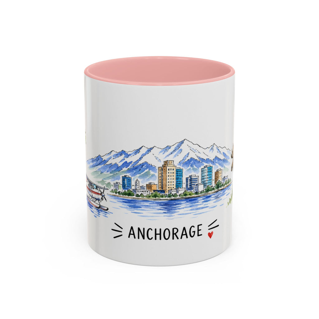 Anchorage Illustrated Travel Mug | City Souvenir Accent Coffee Mug | 11oz 15oz Ceramic Cup