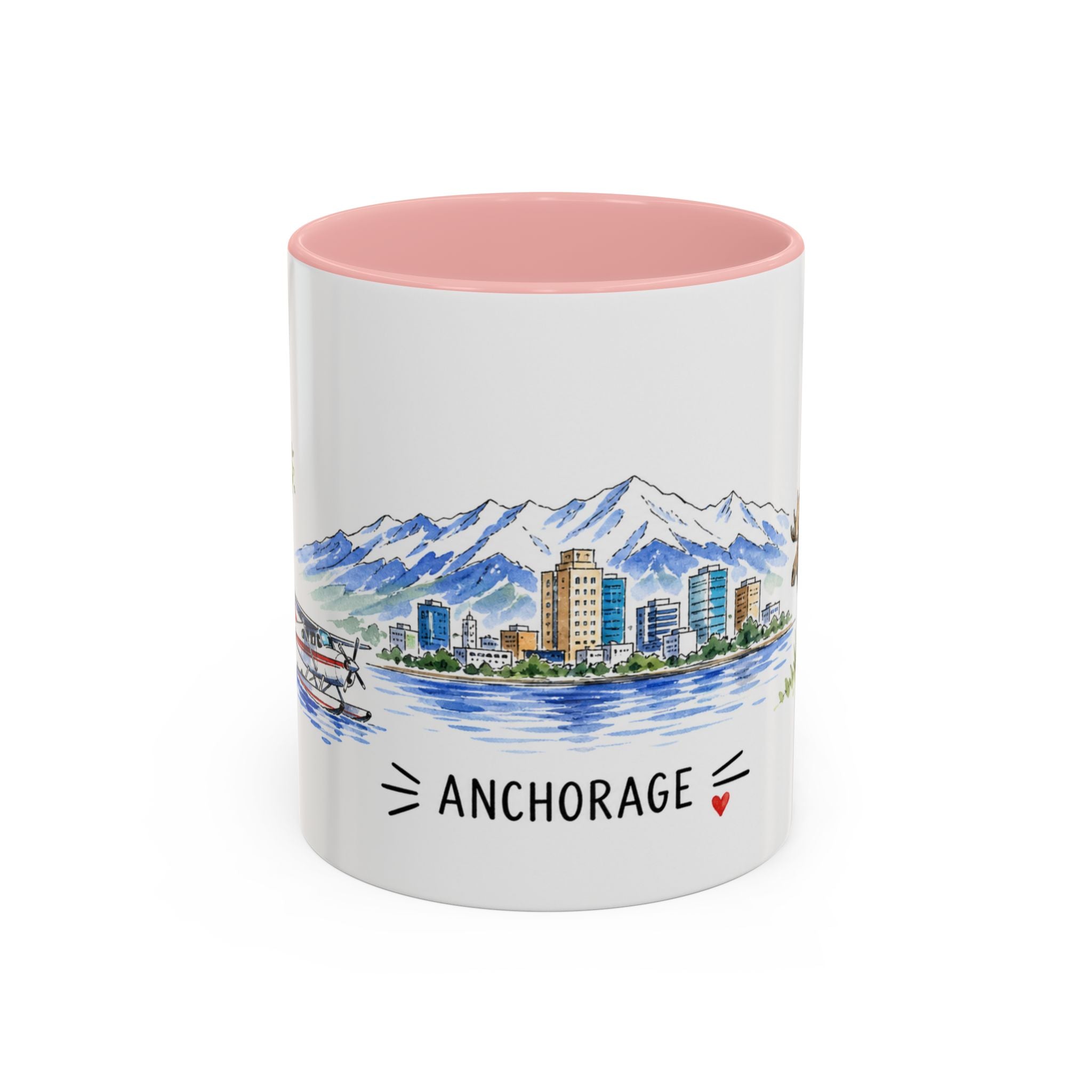 Anchorage Illustrated Travel Mug | City Souvenir Accent Coffee Mug | 11oz 15oz Ceramic Cup