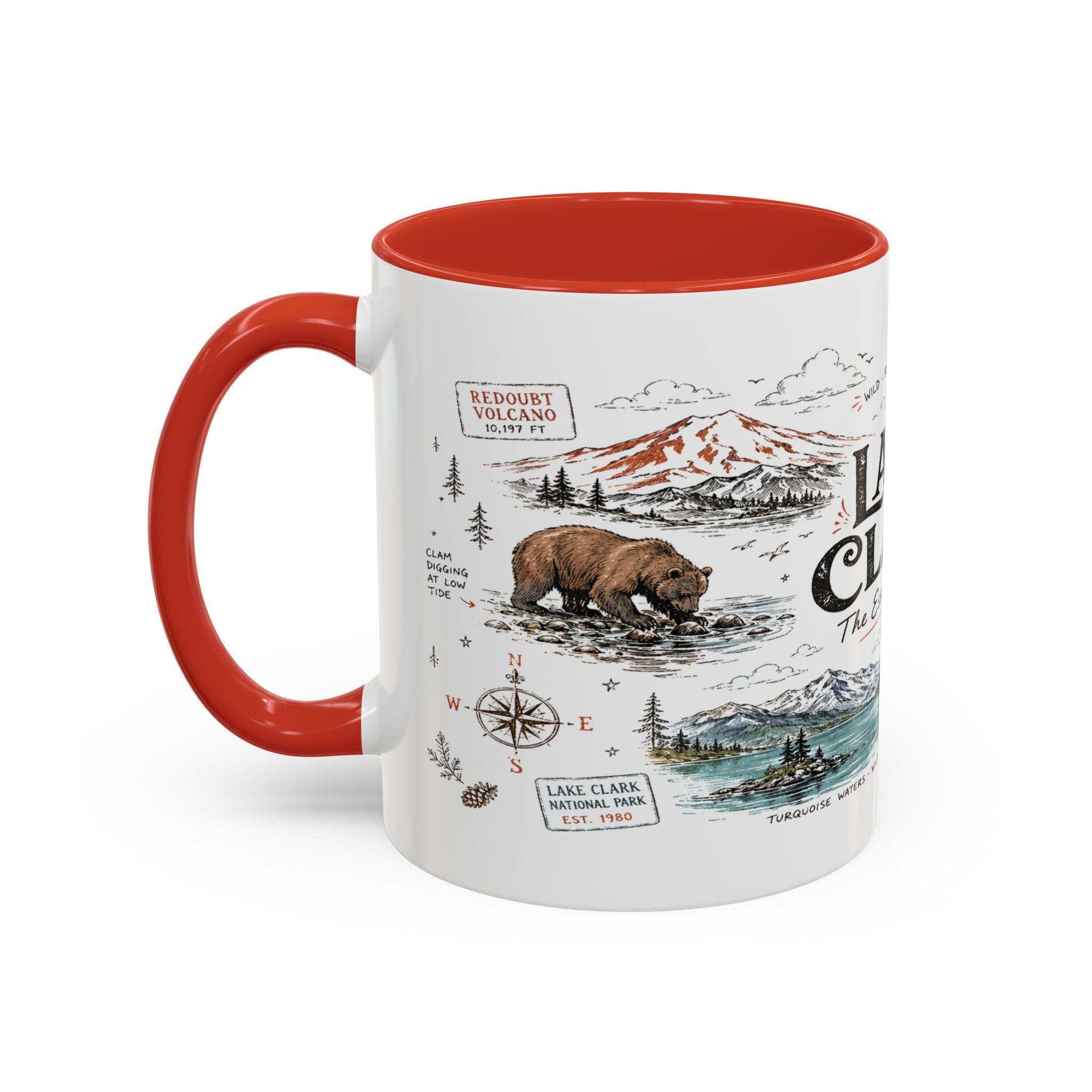 Lake Clark National Park Coffee Mug | Alaska Fly-in Wilderness Adventure Gift | Accent Color Ceramic 11oz 15oz