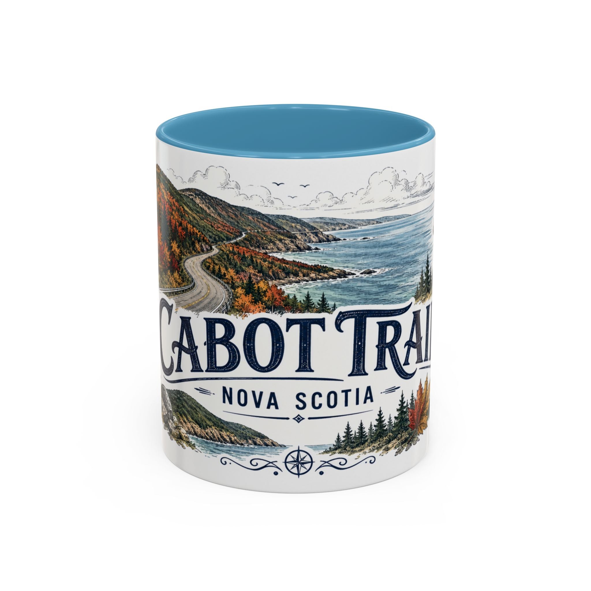 Cabot Trail Mug, Nova Scotia Travel Souvenir, Bucket List Gift, Accent Ceramic Coffee Mug 11oz 15oz