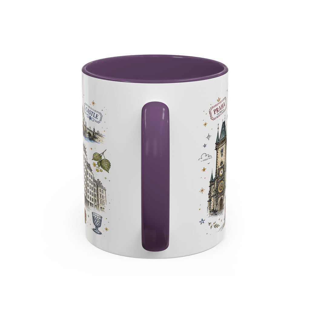 Prague Coffee Mug | Czech Republic Souvenir Travel Gift | Accent Color Ceramic 11oz 15oz