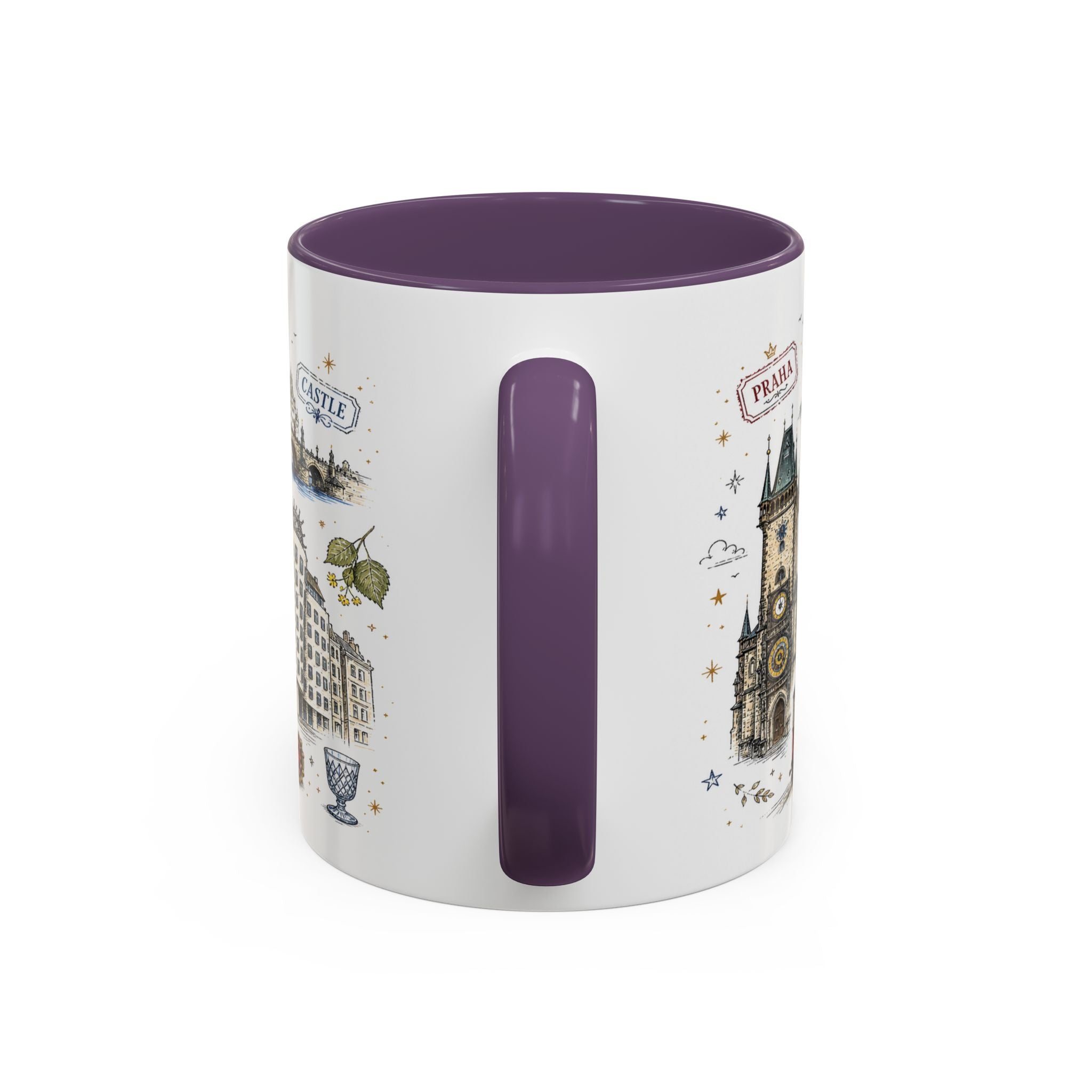 Prague Coffee Mug | Czech Republic Souvenir Travel Gift | Accent Color Ceramic 11oz 15oz