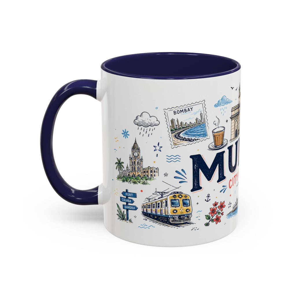 Mumbai Coffee Mug | India Souvenir Travel Gift | Accent Color Ceramic 11oz 15oz