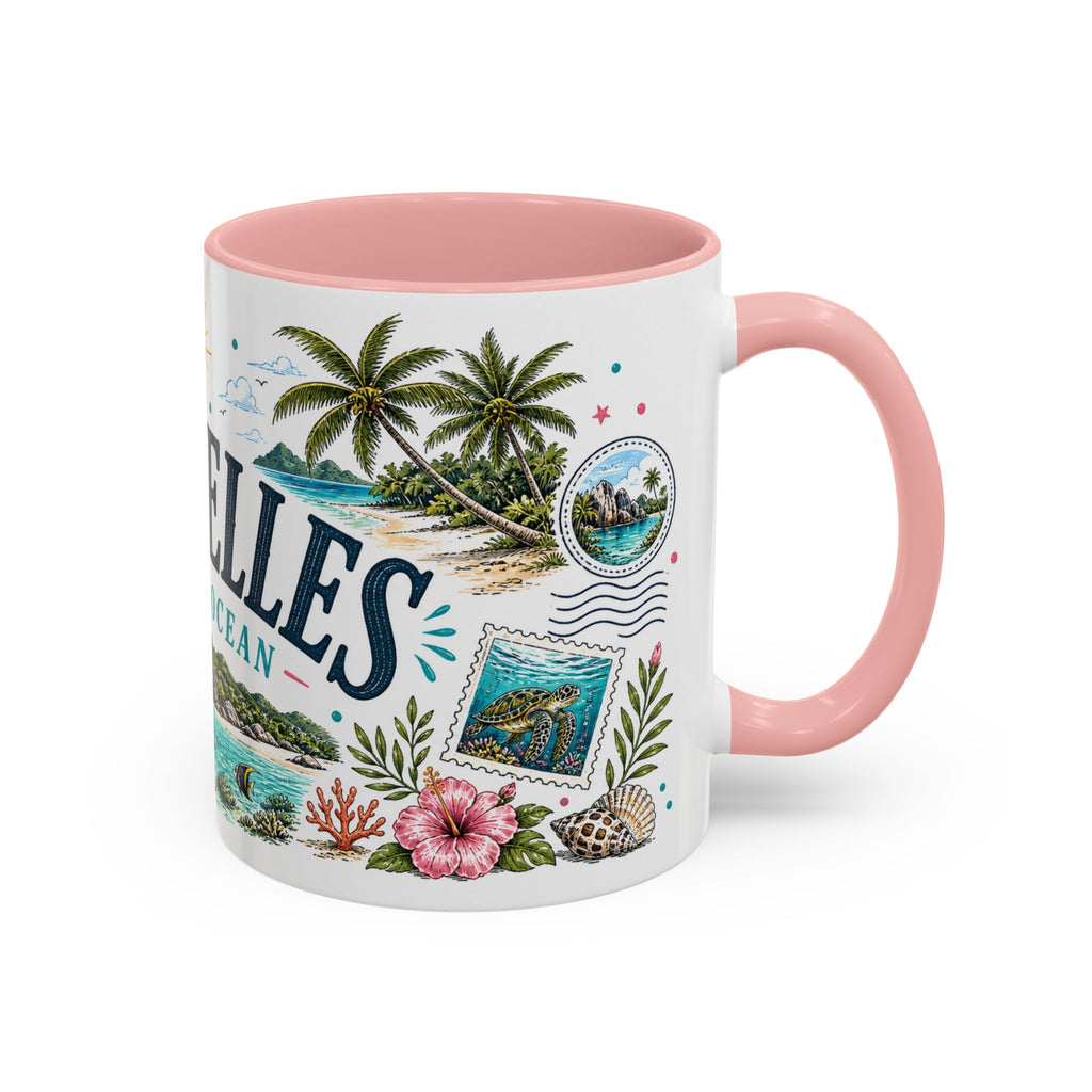 Seychelles Coffee Mug | Travel Destination Souvenir Gift | Accent Color Ceramic 11oz 15oz
