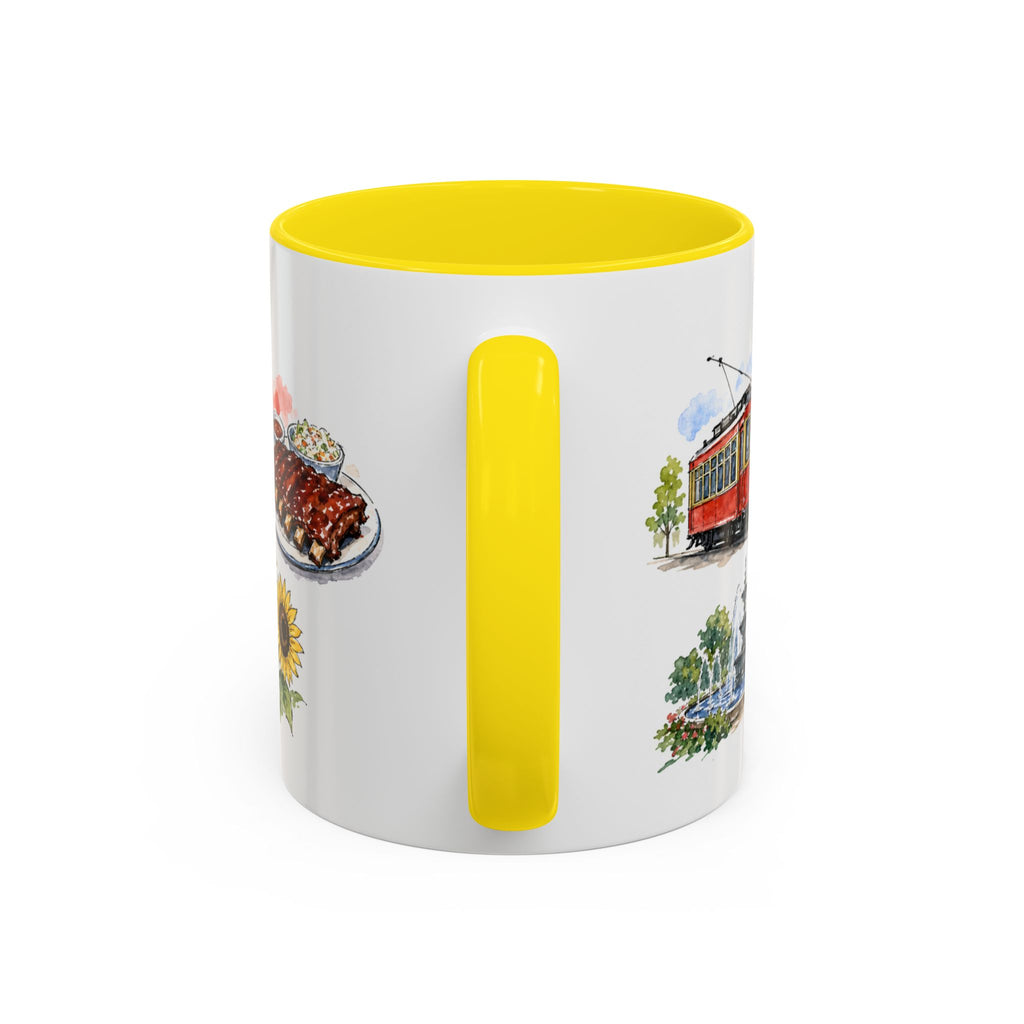Kansas City Illustrated Travel Mug | City Souvenir Accent Coffee Mug | 11oz 15oz Ceramic Cup