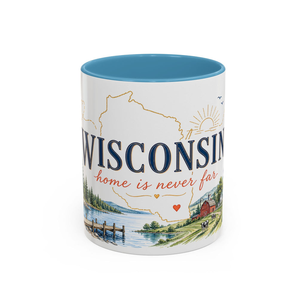 Wisconsin Home State Mug | Moving Away Gift | Long Distance Friendship Coffee Cup | 11oz 15oz Accent Mug