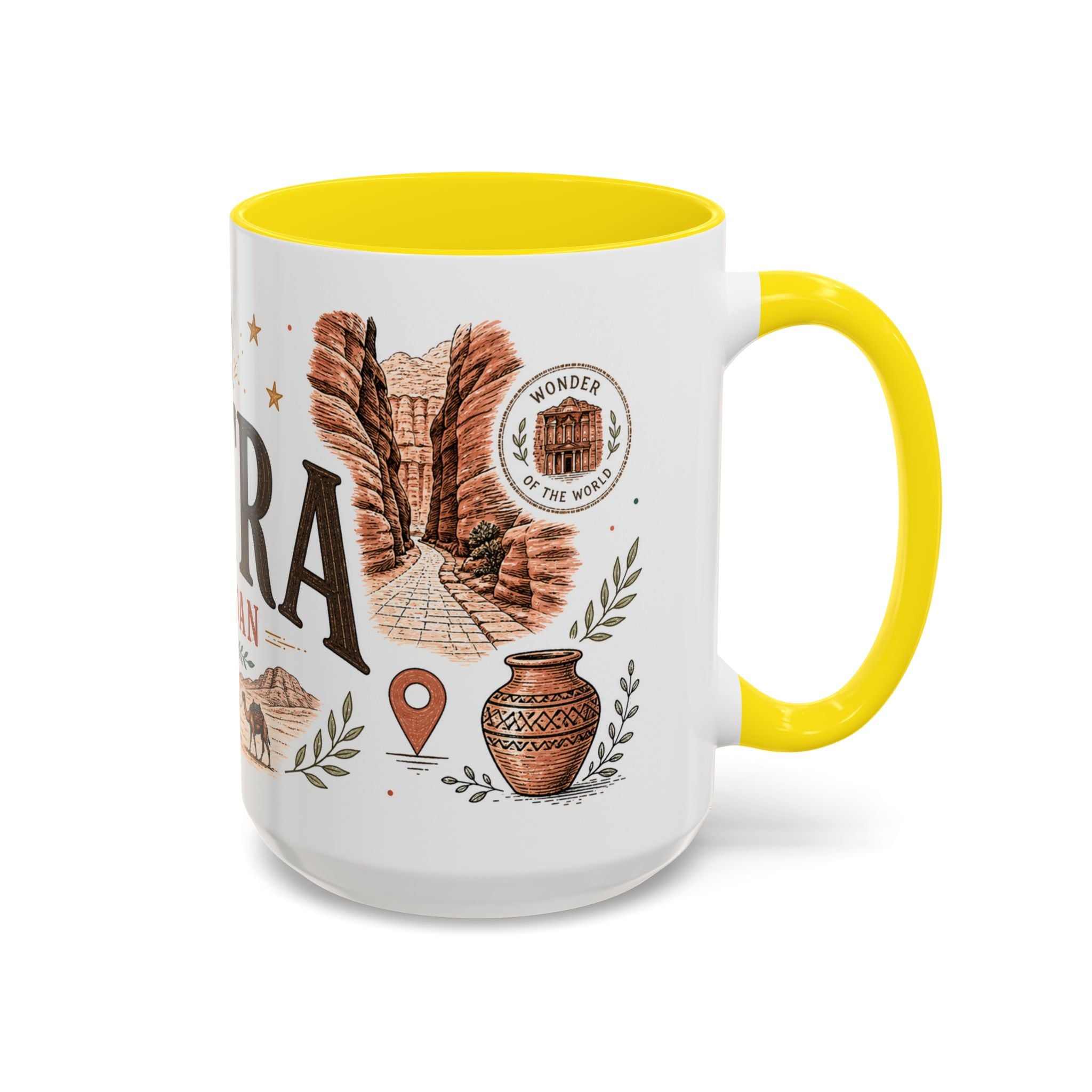 Petra Coffee Mug | Travel Destination Souvenir Gift | Accent Color Ceramic 11oz 15oz