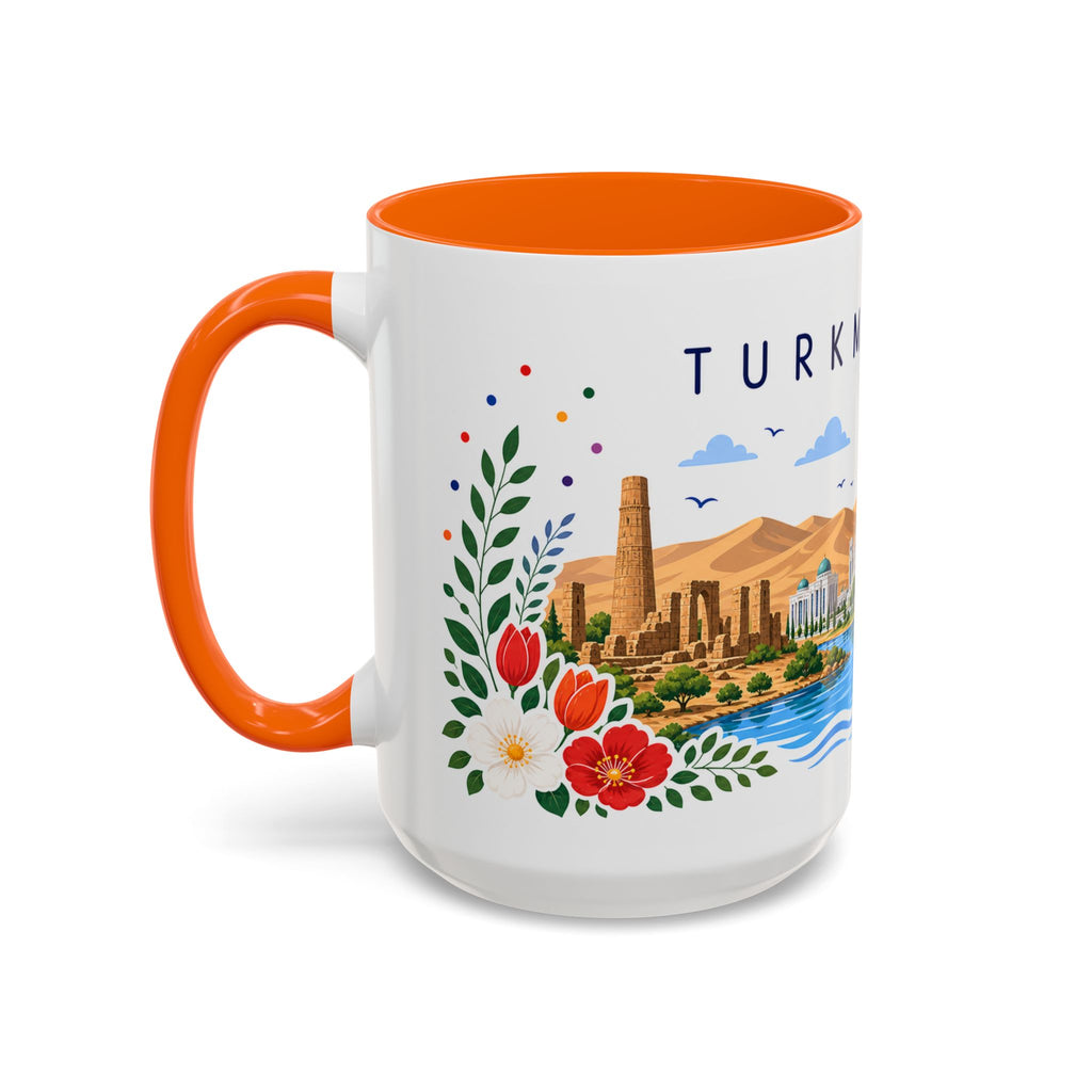 Turkmenistan Coffee Mug | Travel Souvenir Accent Mug | Place Gift Ceramic Cup 11oz 15oz