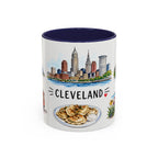 Cleveland Illustrated Travel Mug | City Souvenir Accent Coffee Mug | 11oz 15oz Ceramic Cup