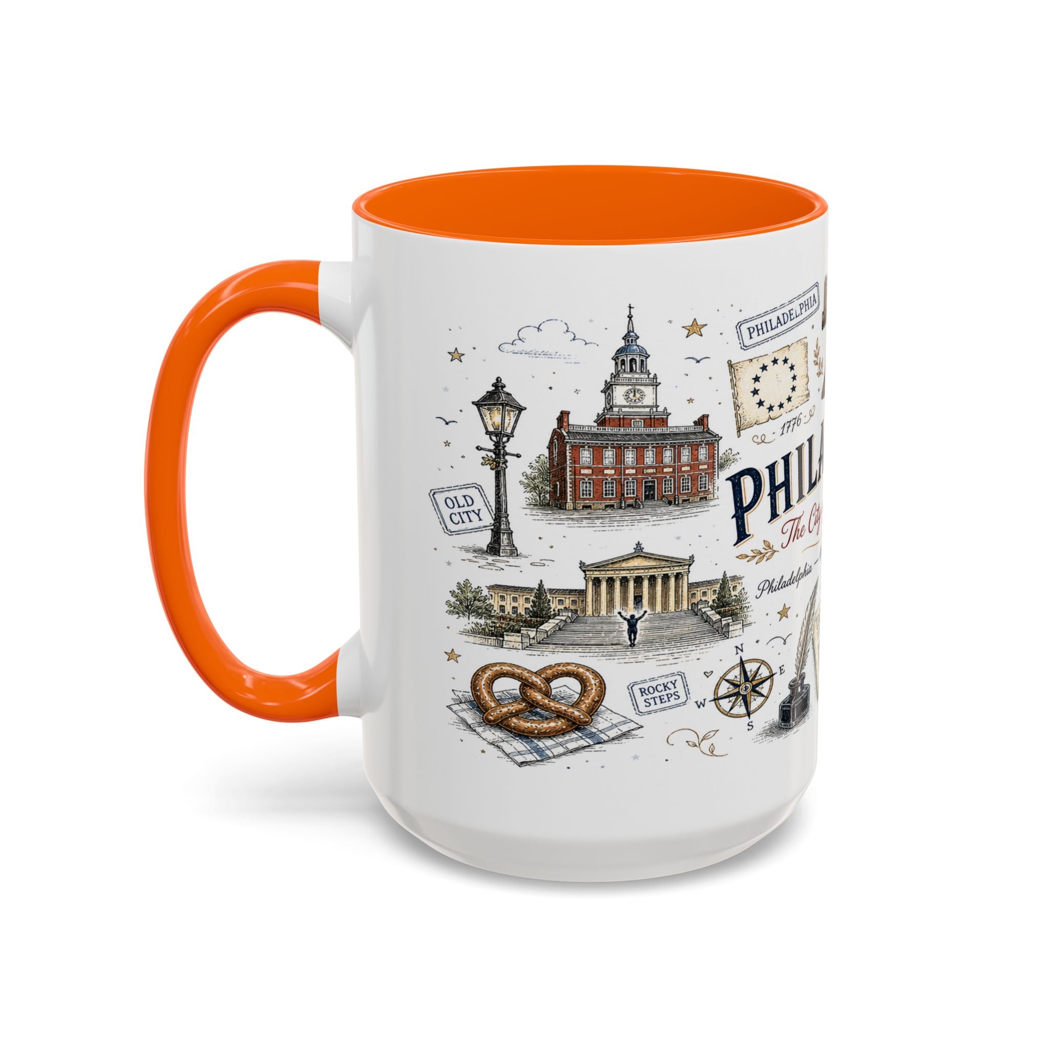 Philadelphia Coffee Mug | Pennsylvania Souvenir City Gift | Accent Color Ceramic 11oz 15oz