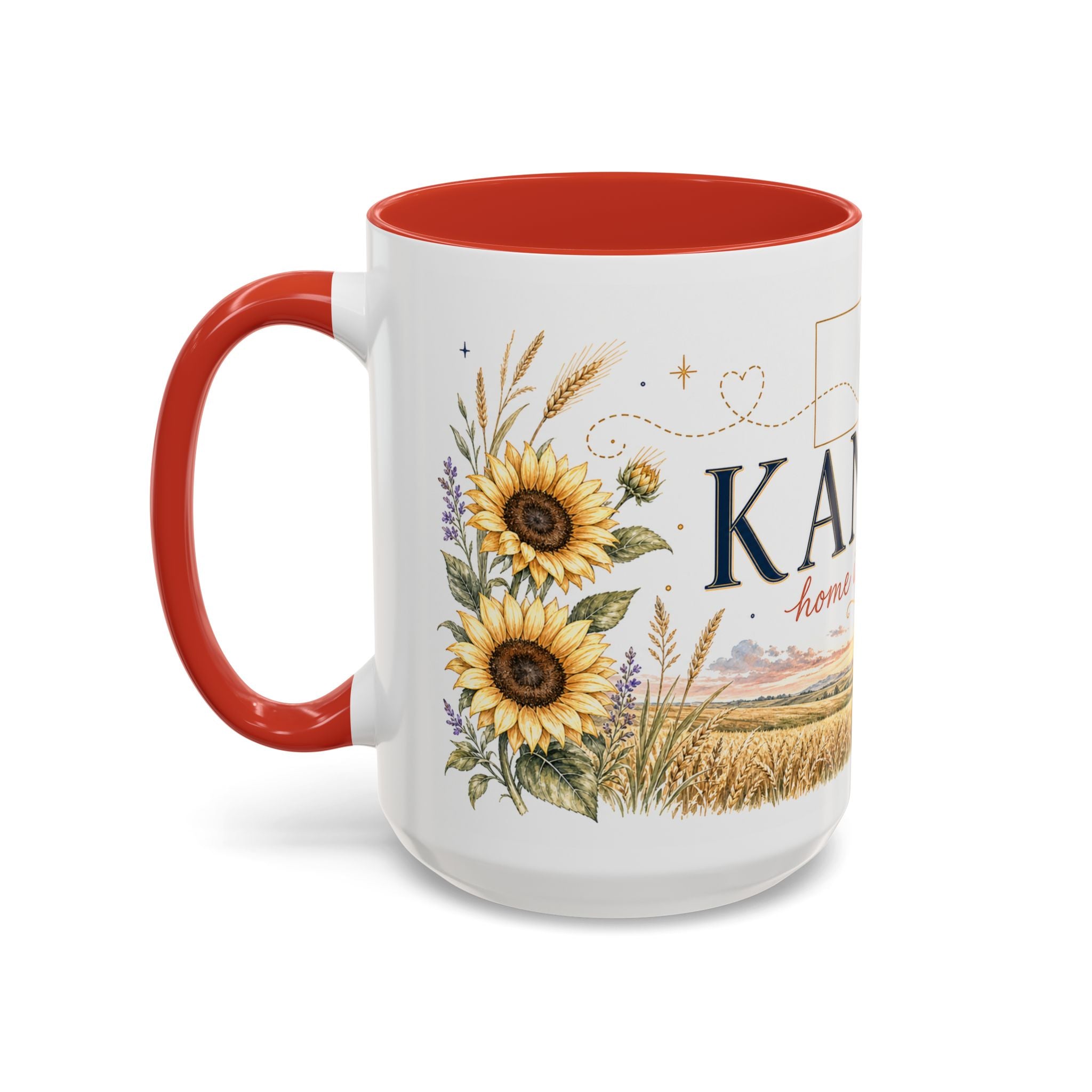 Kansas Home State Mug | Sunflower Prairie Landscape Coffee Cup