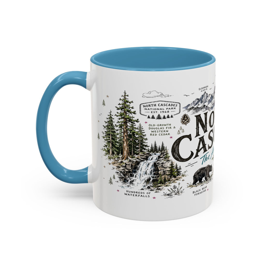 North Cascades National Park Coffee Mug | Washington Alpine Glacier Hiking Gift | Accent Color Ceramic 11oz 15oz