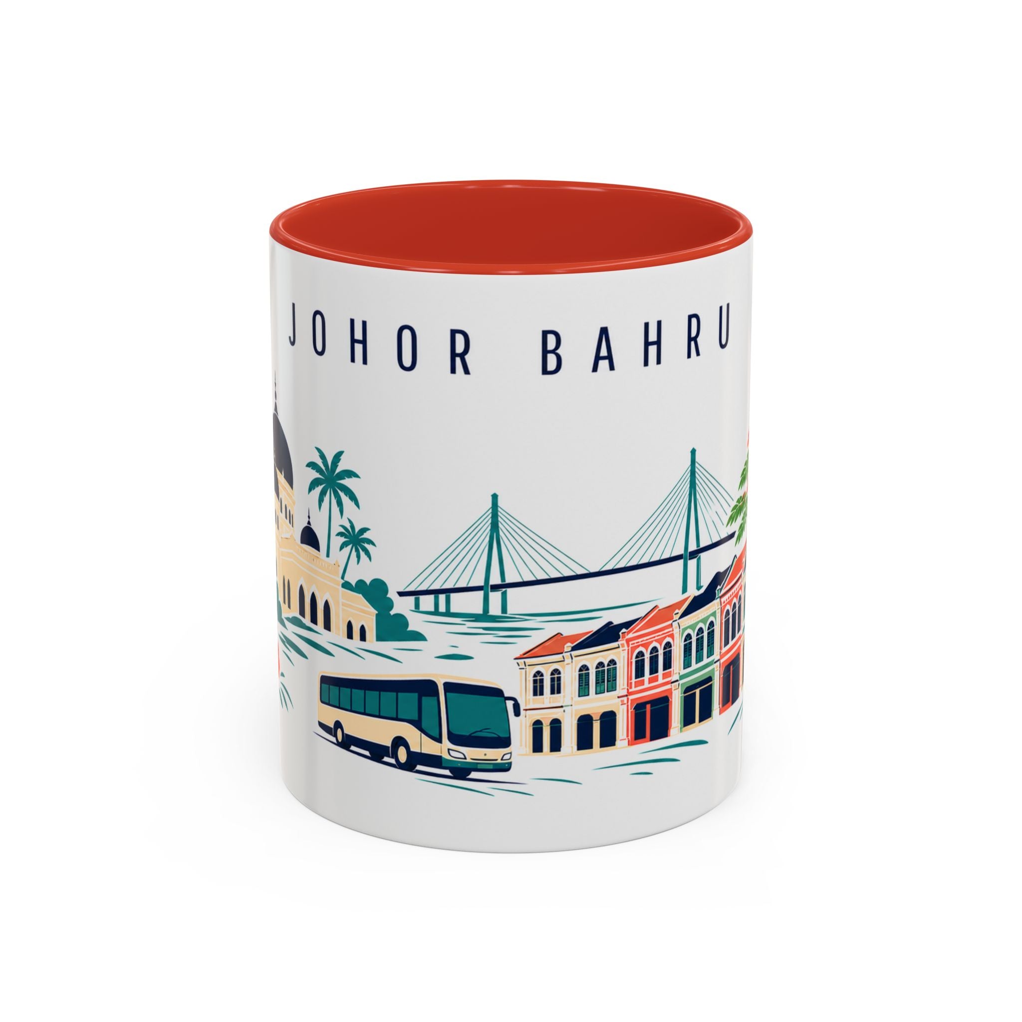 Johor Bahru Coffee Mug | Malaysia Travel Souvenir | Porcelain Decal City Gift | 11oz 15oz Accent Mug