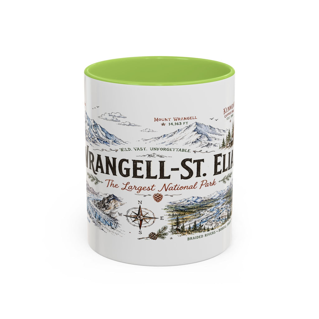 Wrangell-St. Elias National Park Coffee Mug | Alaska Wilderness Climbing Gift | Accent Color Ceramic 11oz 15oz