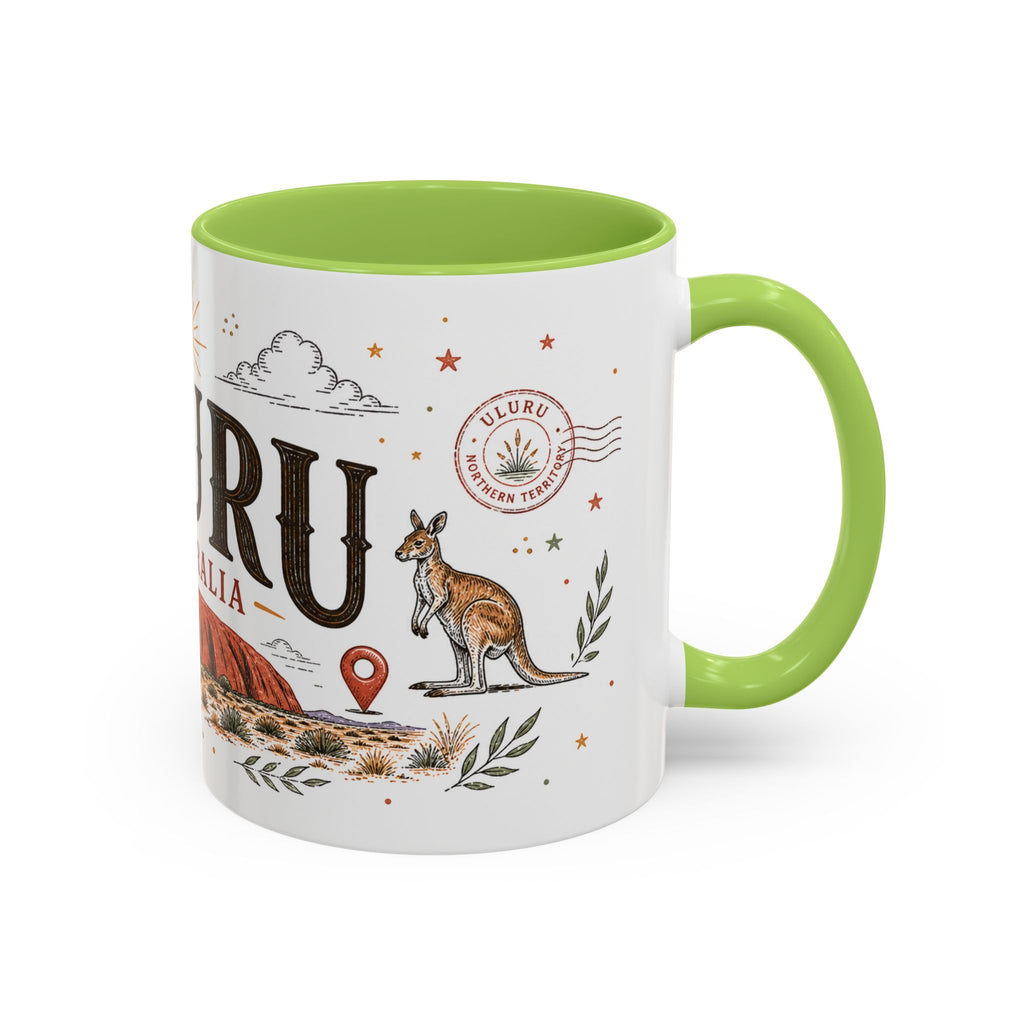 Uluru Coffee Mug | Travel Destination Souvenir Gift | Accent Color Ceramic 11oz 15oz
