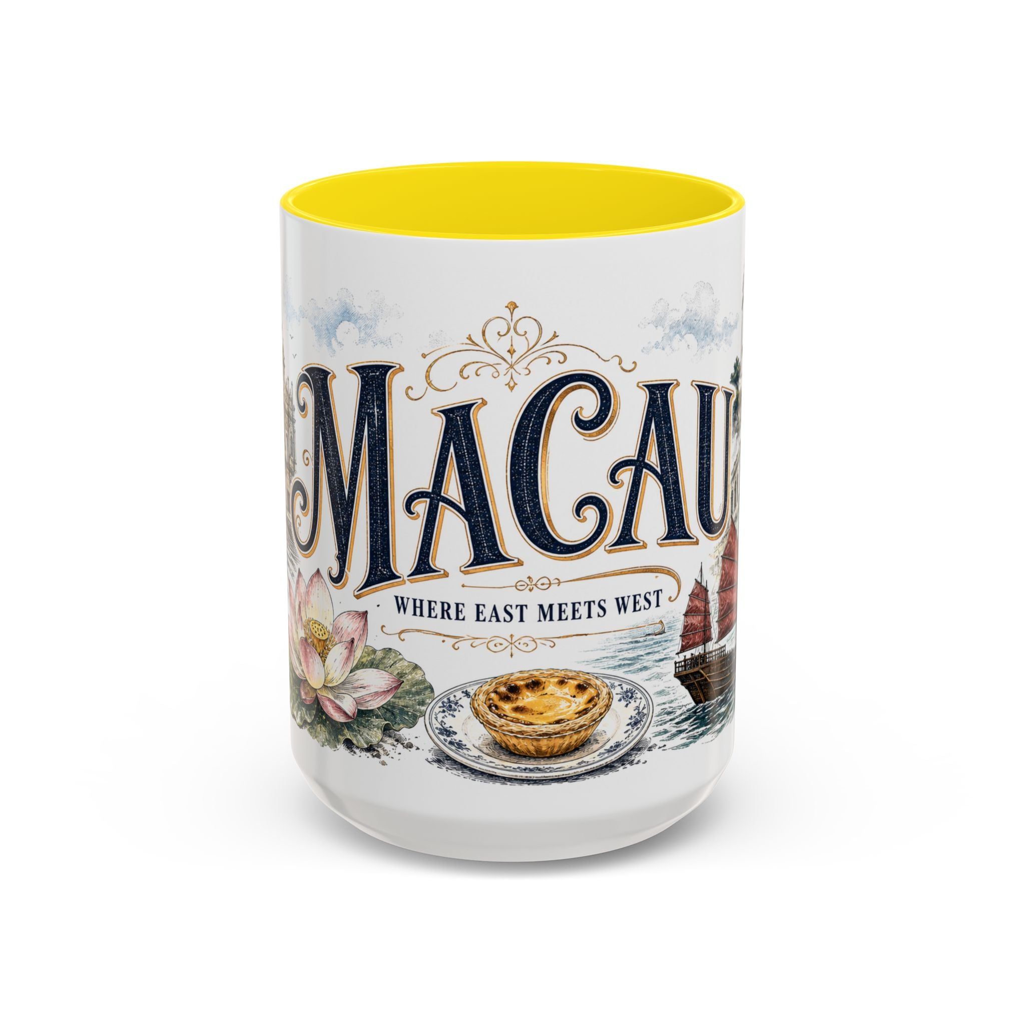 Macau Coffee Mug | Macau Travel Souvenir | Vintage Illustrated City Gift | 11 oz 15 oz Accent Mug