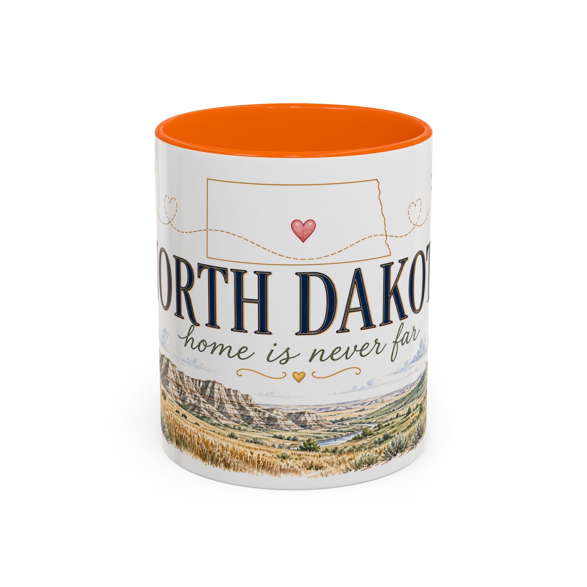 North Dakota State Map Mug | Prairie Rose Botanical Accent Coffee Cup