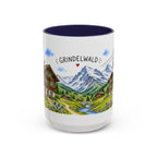 Grindelwald Illustrated Travel Mug | Switzerland Souvenir Accent Coffee Mug | 11oz 15oz Ceramic Cup