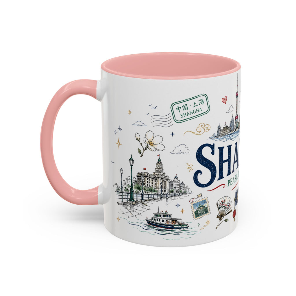 Shanghai Coffee Mug | China Souvenir Travel Gift | Accent Color Ceramic 11oz 15oz