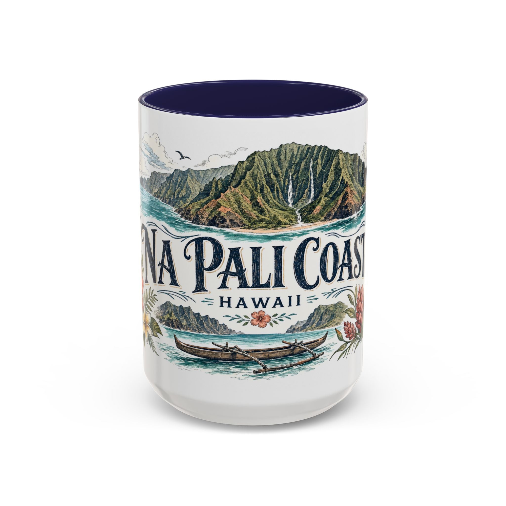 Na Pali Coast Mug, Hawaii Travel Souvenir, Bucket List Gift, Accent Ceramic Coffee Mug 11oz 15oz