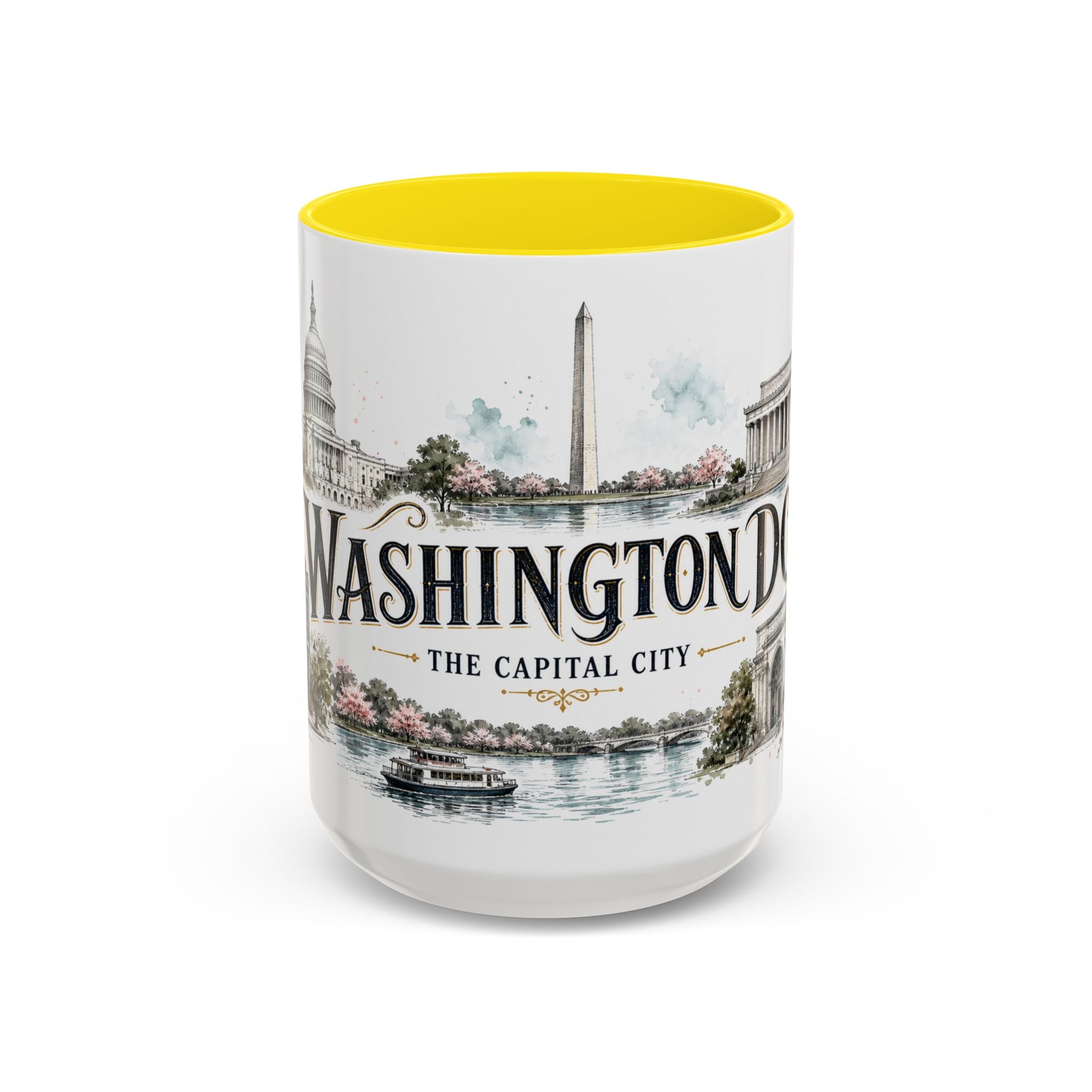 Washington DC Coffee Mug | United States Travel Souvenir | Vintage Illustrated City Gift | 11 oz 15 oz Accent Mug