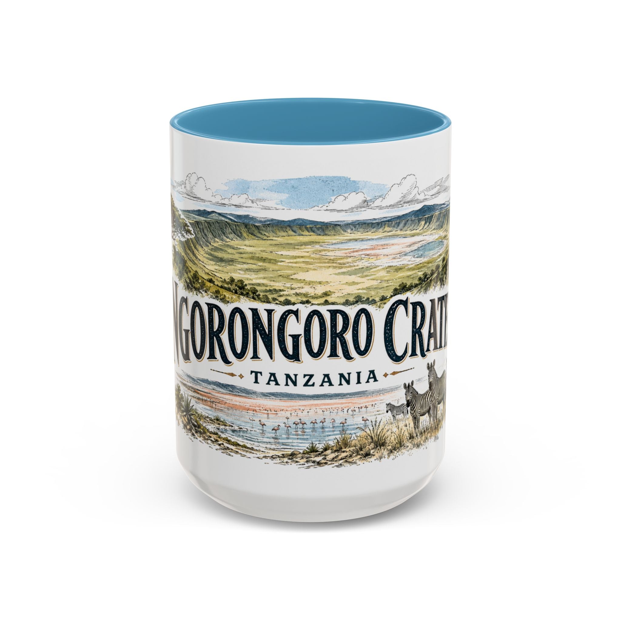 Ngorongoro Crater Mug, Tanzania Travel Souvenir, Bucket List Gift, Accent Ceramic Coffee Mug 11oz 15oz