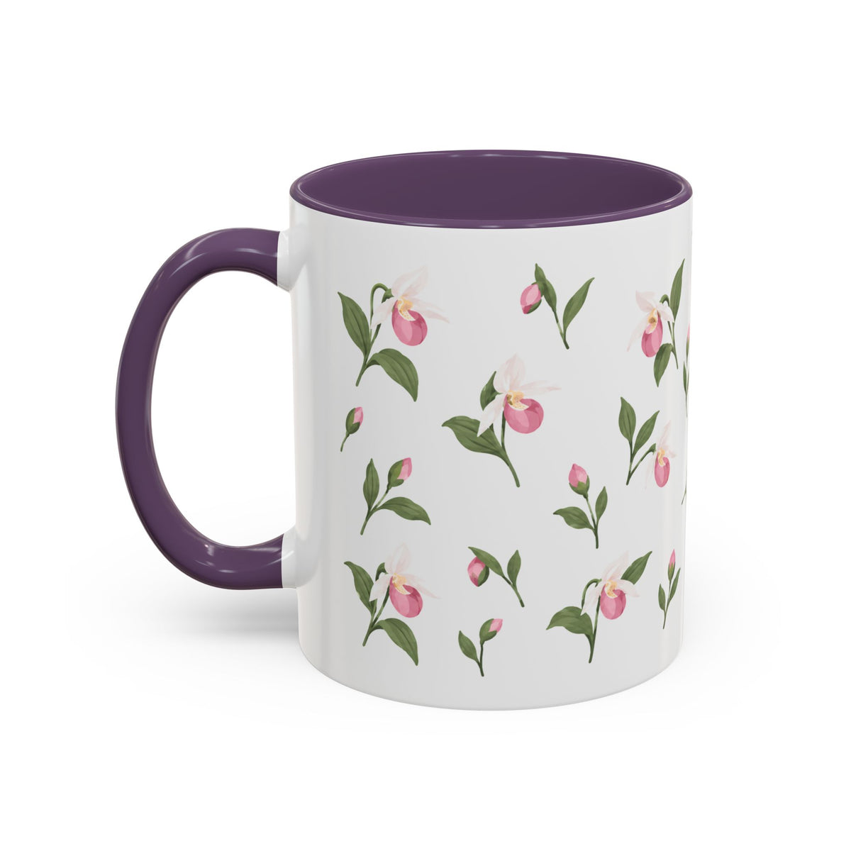 Minnesota Pink and White Lady Slipper Mug, State Flower Floral Coffee Cup, 11oz Botanical Gift
