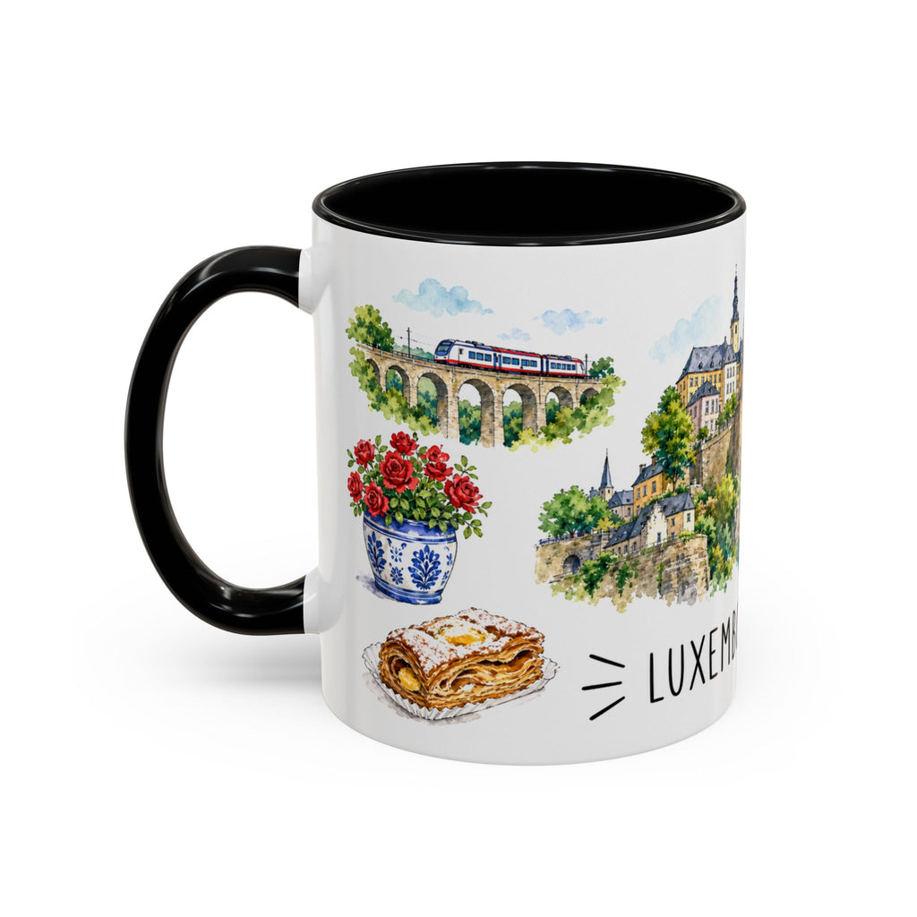 Luxembourg City Illustrated Travel Mug | City Souvenir Accent Coffee Mug | 11oz 15oz Ceramic Cup
