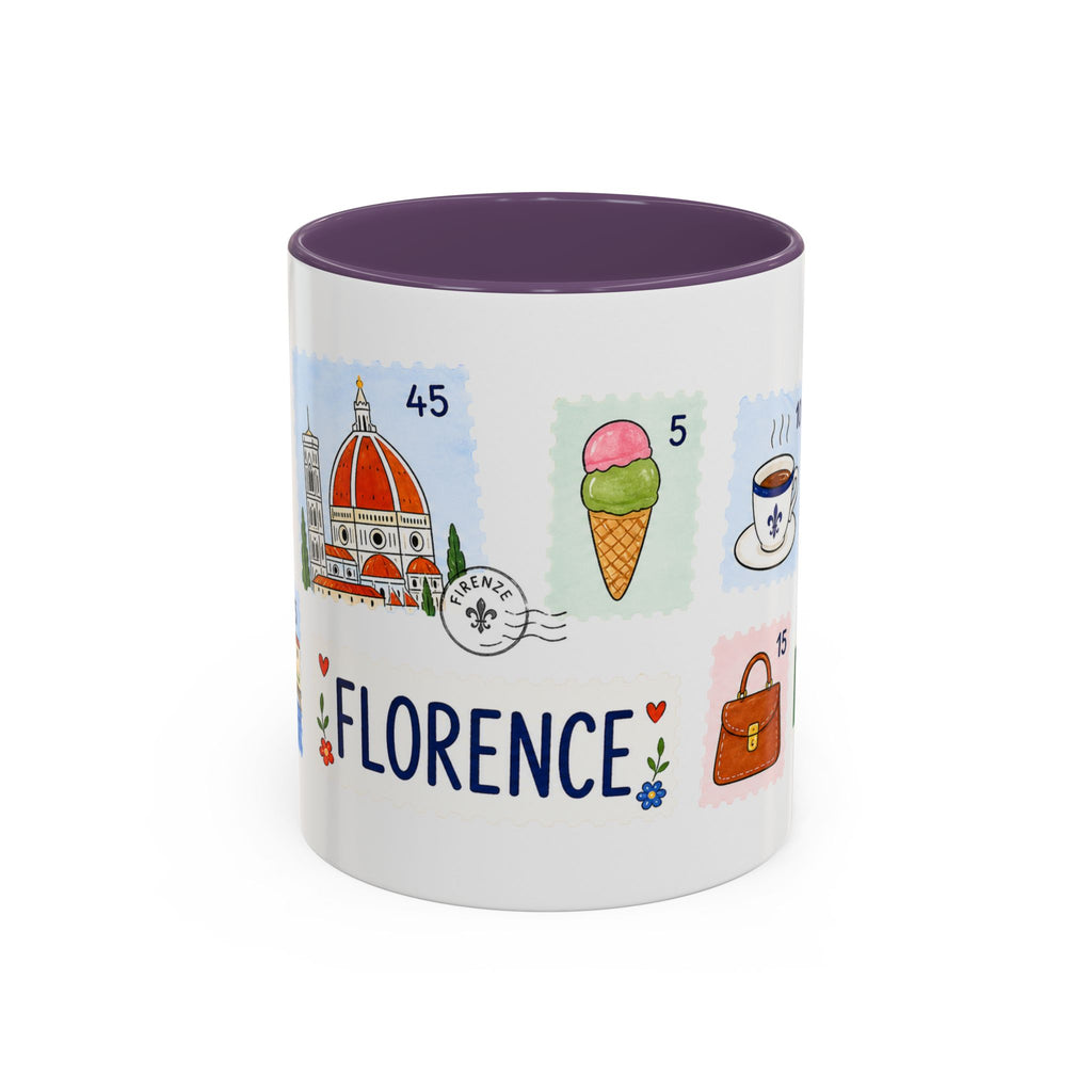 Florence Coffee Mug | Postage Stamp Collage Mug | Travel Souvenir Accent Cup 11oz 15oz