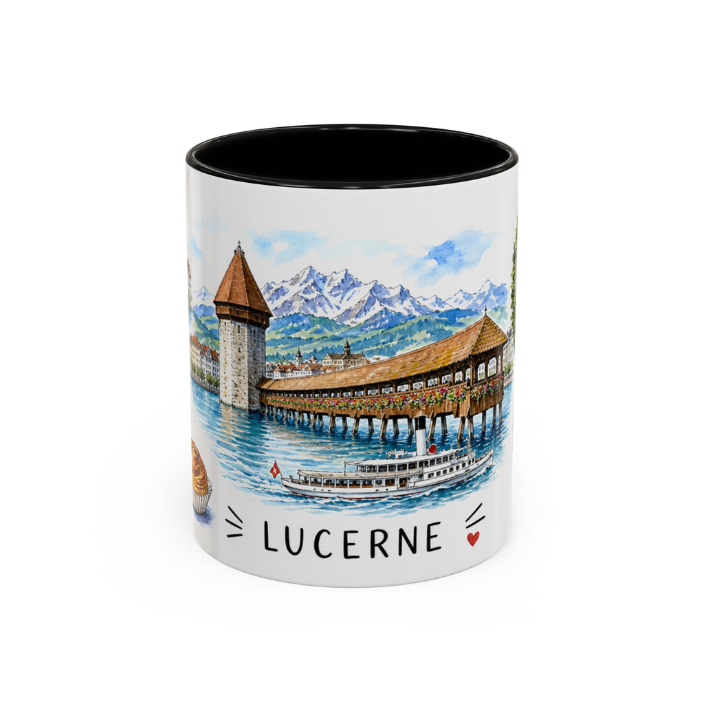 Lucerne Illustrated Travel Mug | City Souvenir Accent Coffee Mug | 11oz 15oz Ceramic Cup