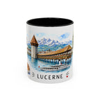 Lucerne Illustrated Travel Mug | City Souvenir Accent Coffee Mug | 11oz 15oz Ceramic Cup