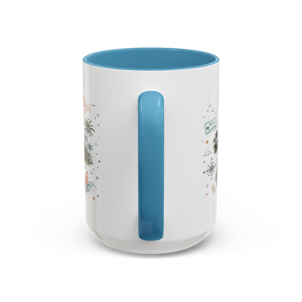 Bali Coffee Mug | Indonesia Souvenir Travel Gift | Accent Color Ceramic 11oz 15oz