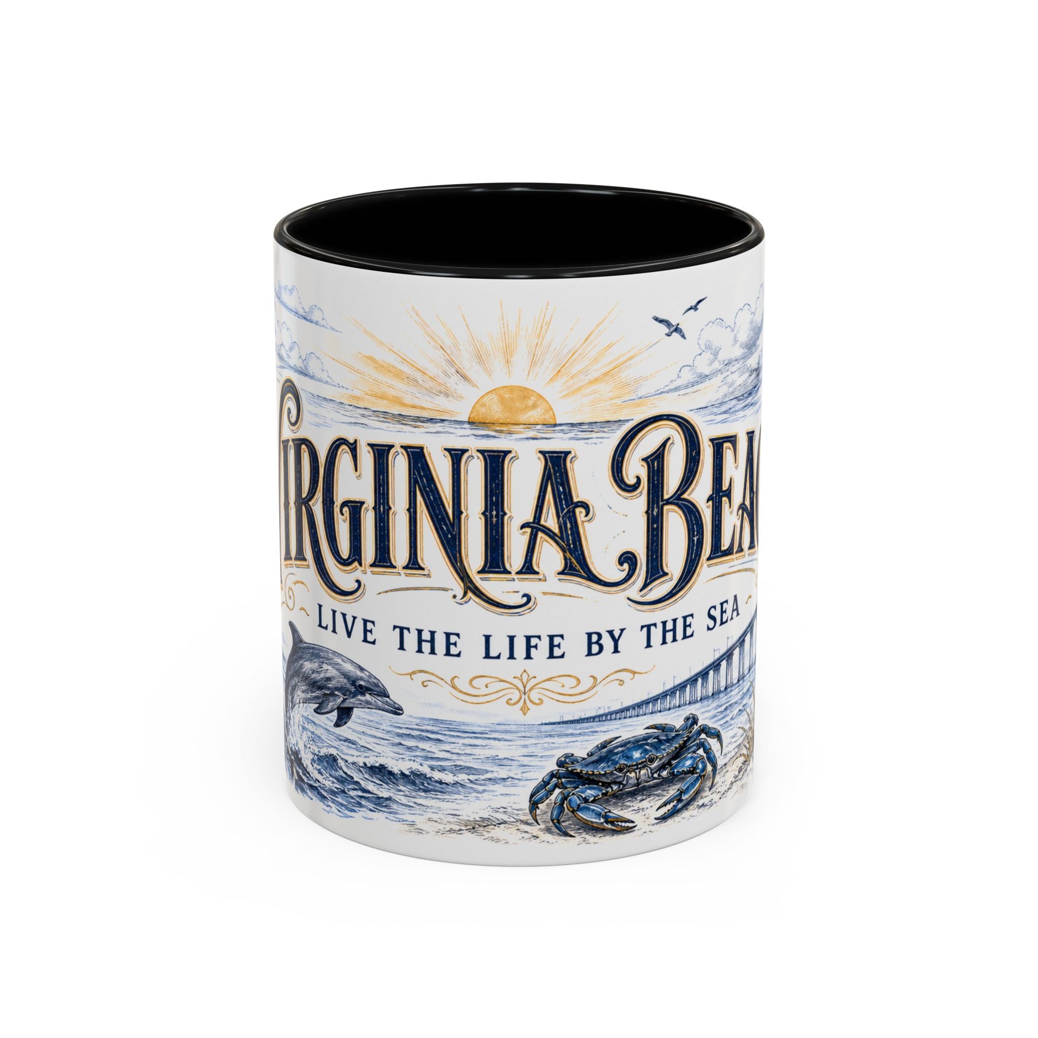 Virginia Beach Coffee Mug | United States Travel Souvenir | Vintage Illustrated City Gift | 11 oz 15 oz Accent Mug
