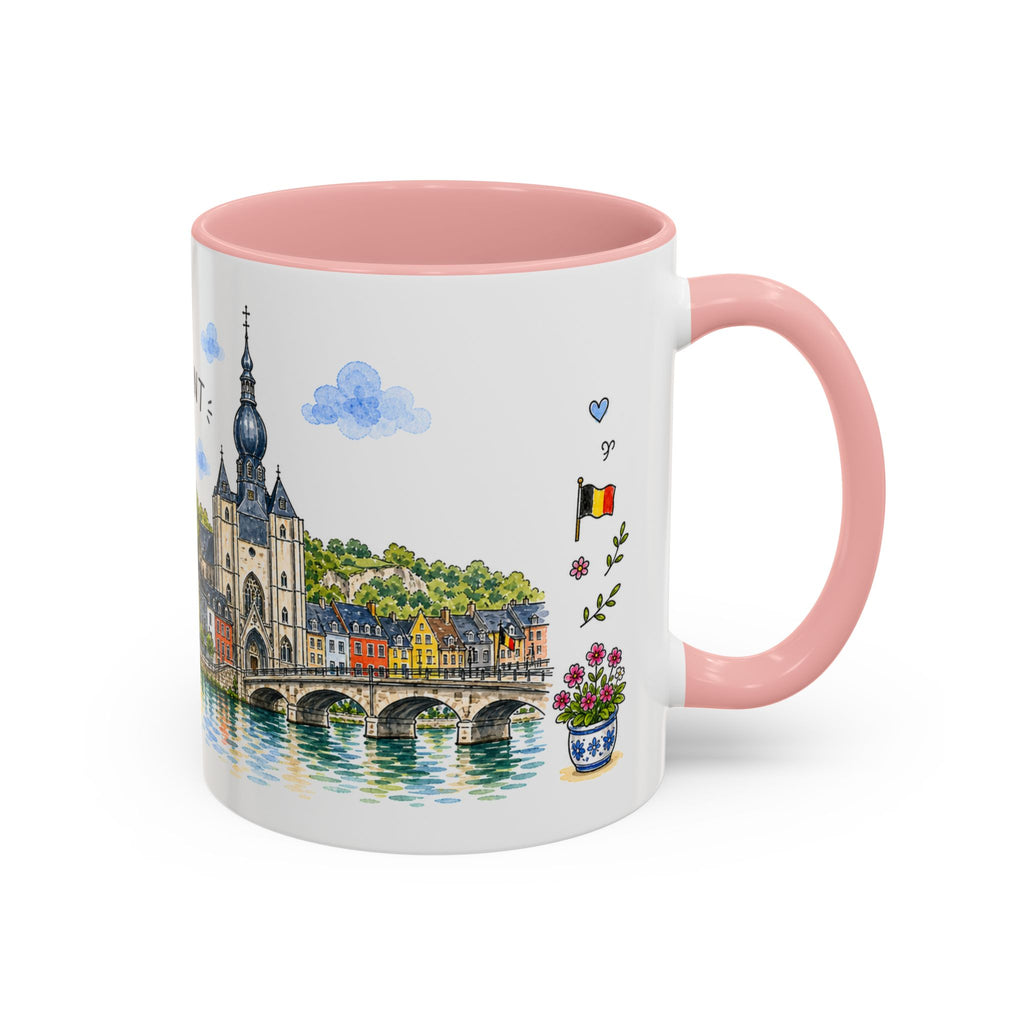 Dinant Illustrated Travel Mug | Belgium Souvenir Accent Coffee Mug | 11oz 15oz Ceramic Cup