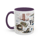 San Francisco Coffee Mug | California Souvenir Travel Gift | Accent Color Ceramic 11oz 15oz
