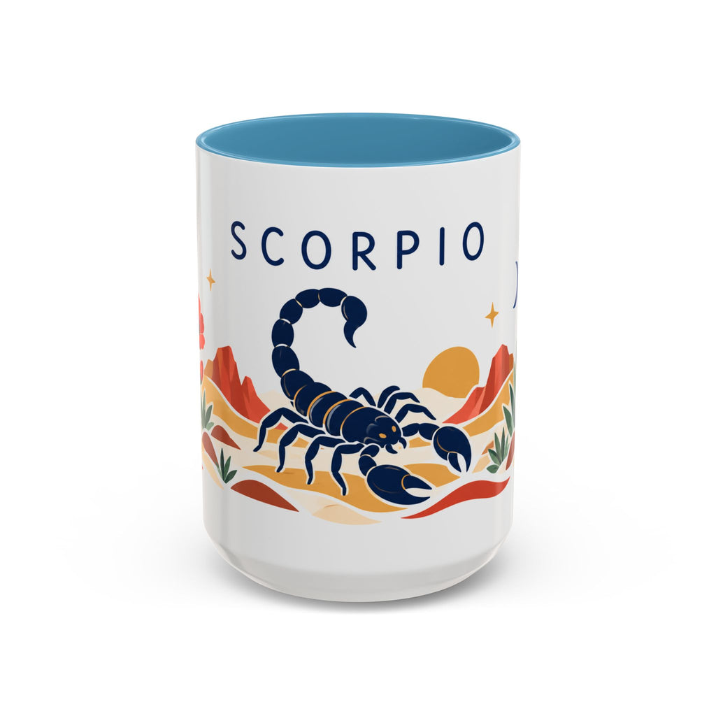 Scorpio Zodiac Coffee Mug | Scorpion and Desert Design | Astrology Birthday Gift | 11 oz 15 oz Ceramic Accent Mug