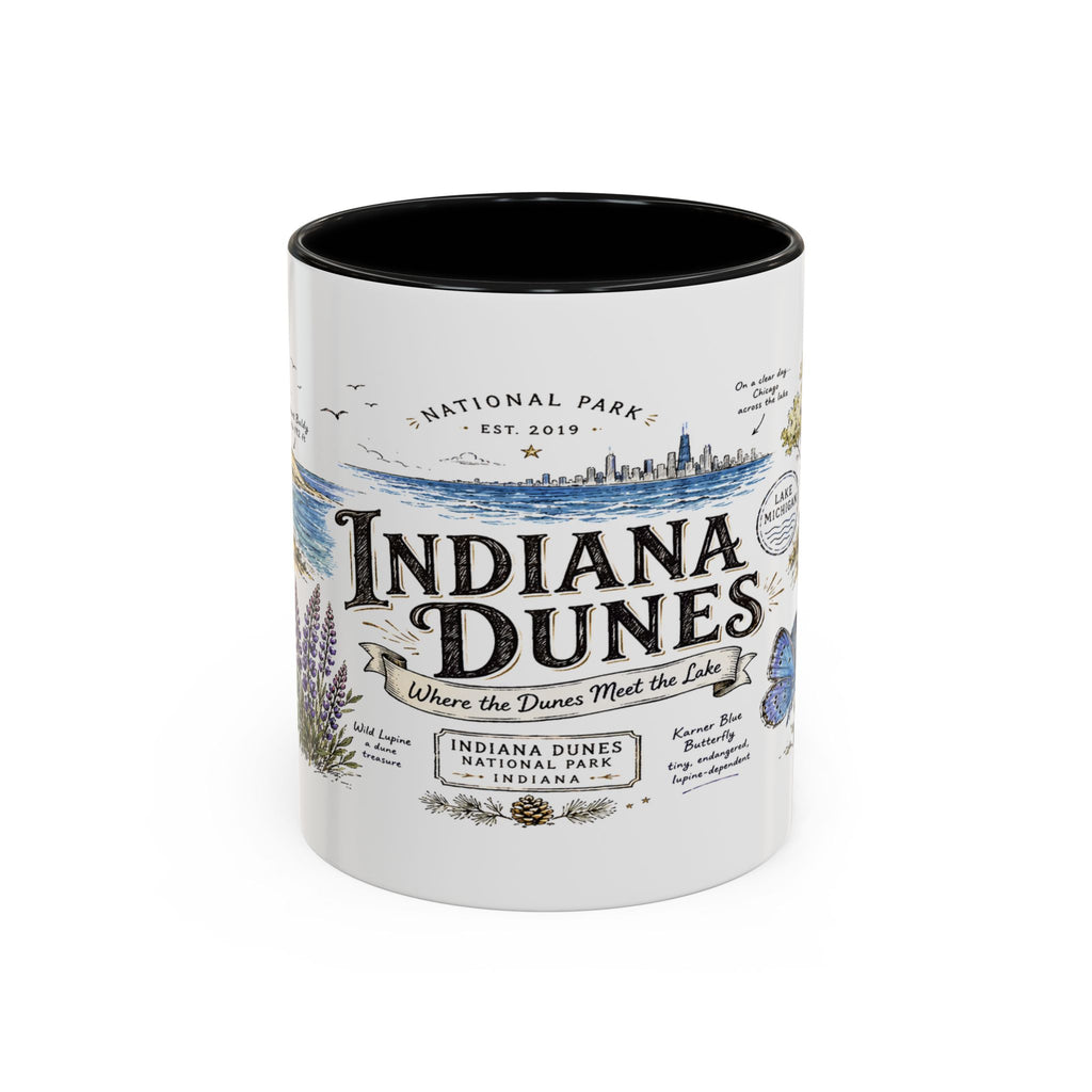 Indiana Dunes National Park Coffee Mug | Indiana Lake Michigan Beach Gift | Accent Color Ceramic 11oz 15oz