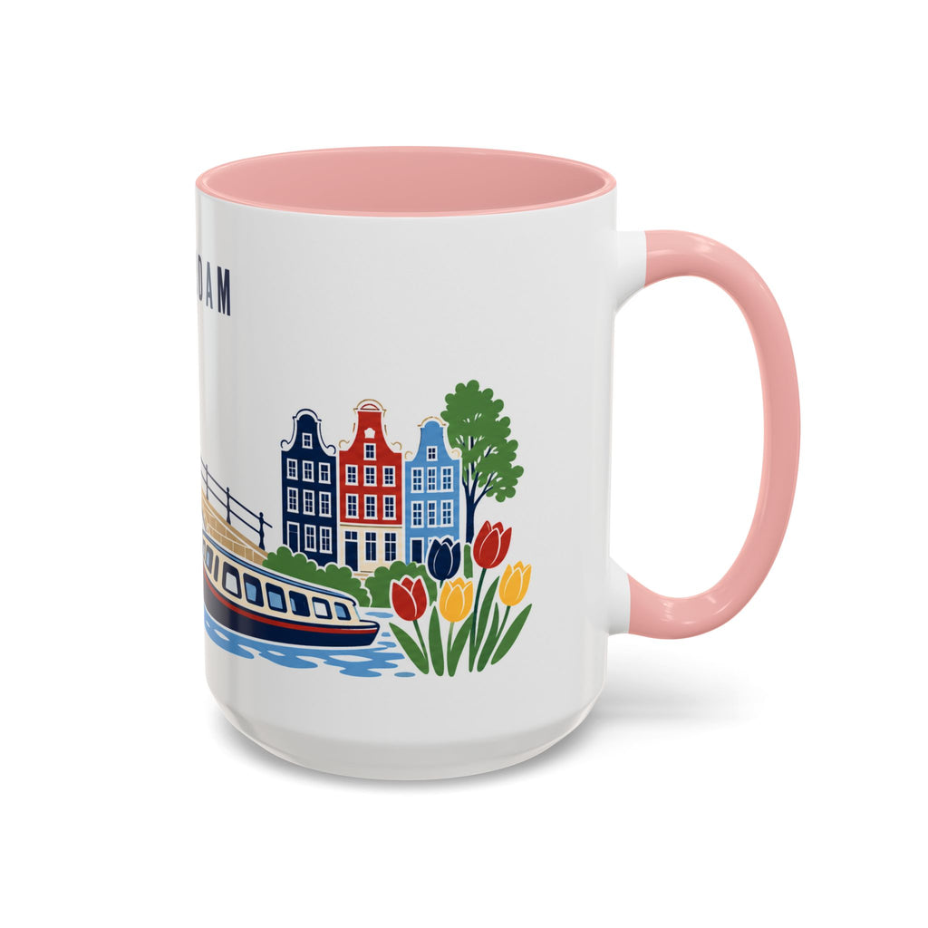 Amsterdam Coffee Mug | Netherlands Travel Souvenir | Porcelain Decal City Gift | 11oz 15oz Accent Mug
