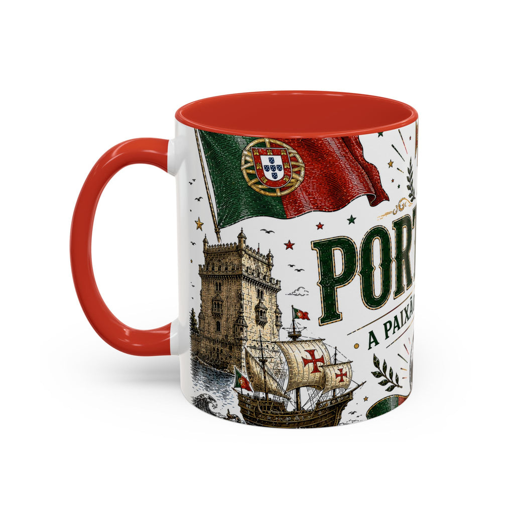 Portugal Soccer Coffee Mug | World Cup Fan Gift | Accent Color Ceramic 11oz 15oz Match Day Cup