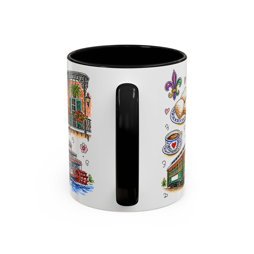 New Orleans Illustrated Travel Mug | City Souvenir Accent Coffee Mug | 11oz 15oz Ceramic Cup
