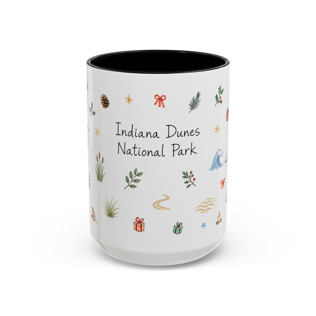 Indiana Dunes National Park Christmas Mug | Watercolor Travel Souvenir | Holiday Gift | Accent Ceramic Coffee Cup 11oz 15oz