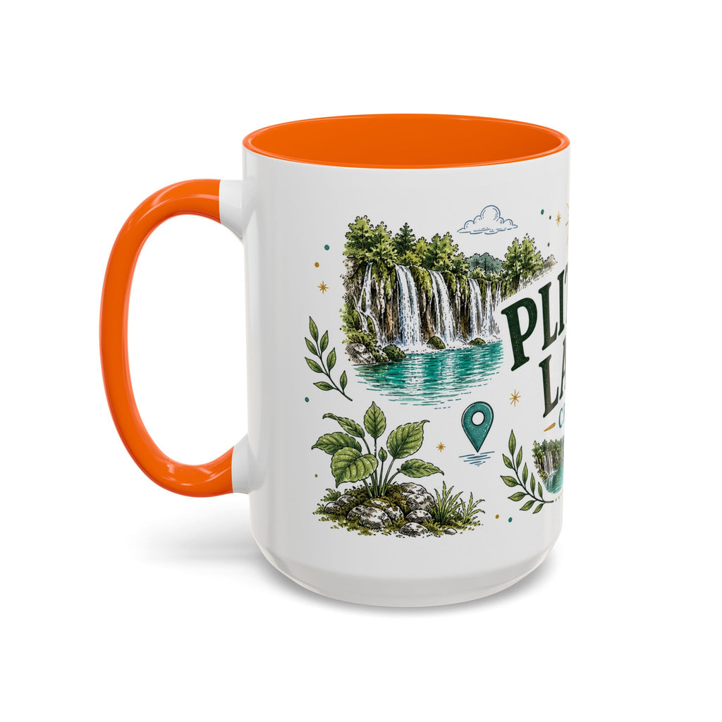 Plitvice Lakes Coffee Mug | Travel Destination Souvenir Gift | Accent Color Ceramic 11oz 15oz
