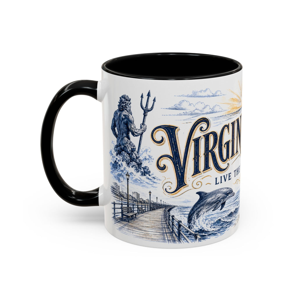 Virginia Beach Coffee Mug | United States Travel Souvenir | Vintage Illustrated City Gift | 11 oz 15 oz Accent Mug