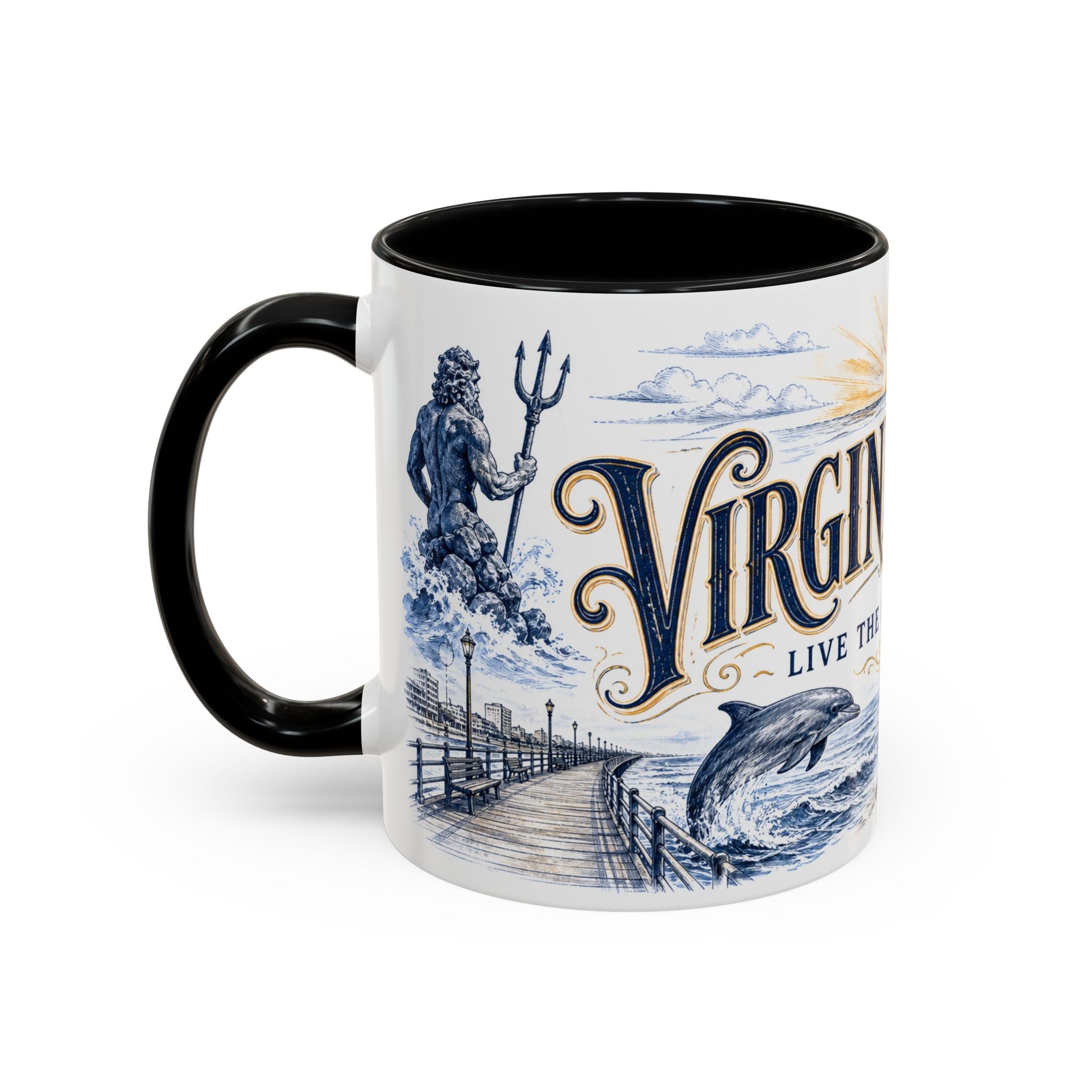 Virginia Beach Coffee Mug | United States Travel Souvenir | Vintage Illustrated City Gift | 11 oz 15 oz Accent Mug